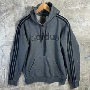 Adidas Graphic Drawstring Hoodie Men's Medium Long Sleeve Gray Kangaroo Pocket